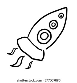Rocket hand drawn vector illustration icon