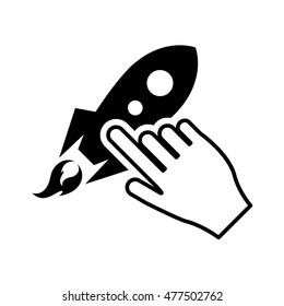 rocket and hand pointer icon