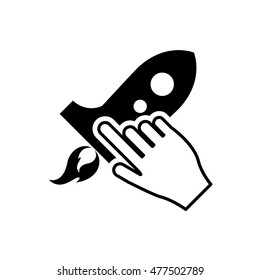 rocket and hand pointer icon