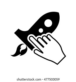 rocket and hand pointer icon