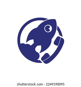 Rocket with handset vector logo design template.