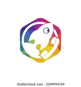 Cohetes con plantilla de diseño de logotipo vectorial de conjunto de mano.