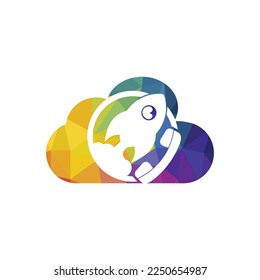 Rocket with handset vector logo design template.