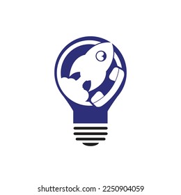 Rocket with handset vector logo design template.