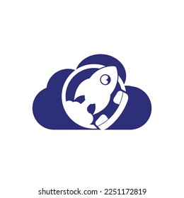 Rocket with handset vector logo design template.