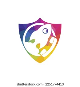 Rocket with handset vector logo design template.