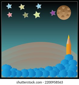 rocket heading into space vector illustration background