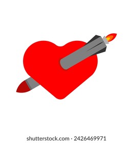 Rakete im Herzen. Explosion in der Liebe.