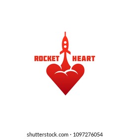 Rocket heart logo design template. Vector illustration.