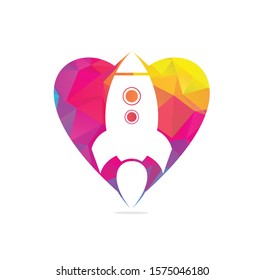 Rocket heart shape concept Logo Vector. Rocket Logo. Minimalist Rocket.	