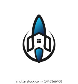 rocket with a home logo template