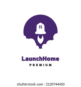 Rocket home modern logo, illustration fly house, missile symbol.