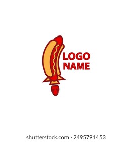 rocket hot dog logo design vector