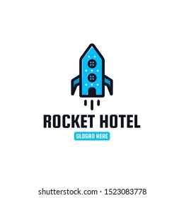 Rocket Hotel Logo Design, Hotel Icon Line Design, Creative and Smart Logo