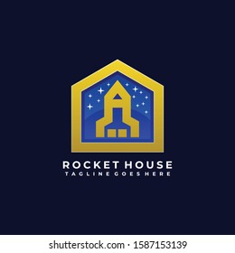 Rocket House Illustration Vector Template.Suitable for Creative Industry, Multimedia, entertainment, Educations, Shop, and any related business