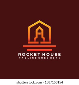 Rocket House Illustration Vector Template.Suitable for Creative Industry, Multimedia, entertainment, Educations, Shop, and any related business