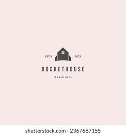 Rocket House Logo Design Retro Hipster Vintage, Space House Concept