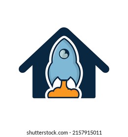 Diseño del logotipo de Rocket House. Plantilla de logotipo de vectores con logotipo de cohete
