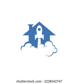 rocket house logo design vector