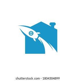 Plantilla vectorial de icono del logotipo del pabellón de cohetes, diseño creativo