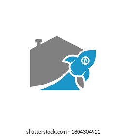 Rocket house logo icon vector template, Creative design