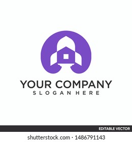 rocket house modern negative space logo