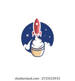 rocket and ice cream illustration template