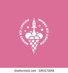 Rocket ice cream logo design template. Vector illustration.