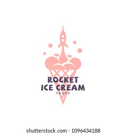 Rocket ice cream logo design template on a white background. Vector illustration.
