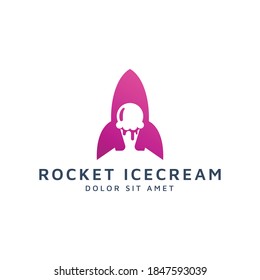 rocket and ice cream negative space logo design
