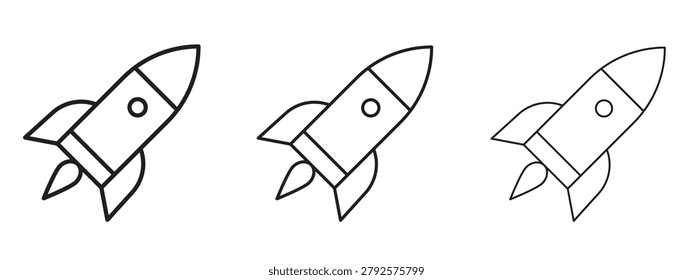Rocket icon in 3 editable stroke lines