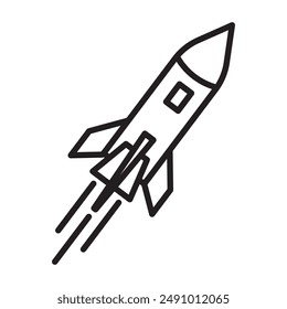 Rocket icon Black line art vector logo