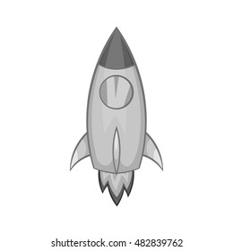 Rocket icon in black monochrome style isolated on white background. Fly symbol vector illustration