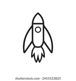 Rocket icon. Black Rocket icon on white background. Vector illustration