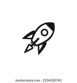 Rocket icon . Black Rocket icon on white background. vector illustration