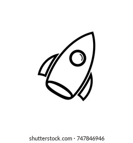 Rocket icon , black sign design.