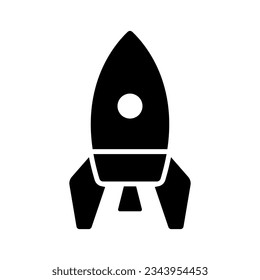 Rocket icon. Black silhouette. Front side view. Vector simple flat graphic illustration. Isolated object on a white background. Isolate.