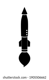 Icono de cohete, silueta negra. Ilustración vectorial aislada en fondo blanco.