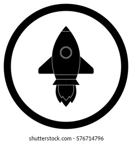 Rocket icon black vector. Rocketship startup app icon illustration