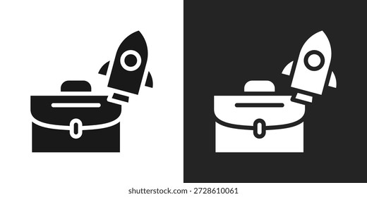 rocket Icon In Black And White Glyph Style