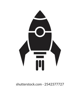 Rocket icon Black and white outline vector