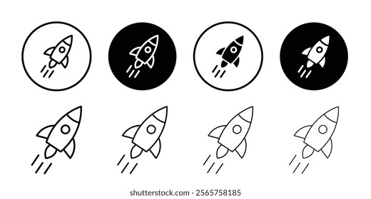 Rocket icon Black and white outline vector
