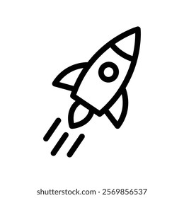 Rocket icon Black and white outline vector