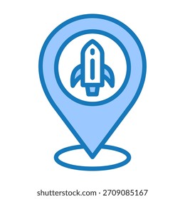 Rocket Icon Blue Dualtone Design Vector Illustration