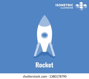 Rocket icon. Business startup concept. Vector 3D illustration isolated on blue background.