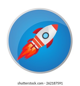 Rocket icon button blue color.