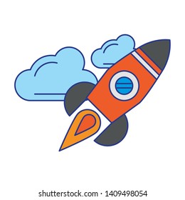 rocket icon cartoon isolated vector illustration graphic design