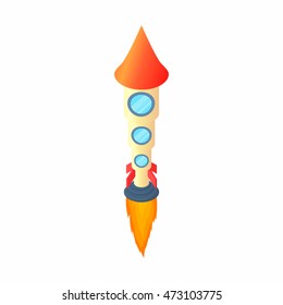 Rocket icon in cartoon style isolated on white background. Aircraft symbol