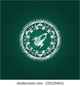 rocket icon with chalkboard texture