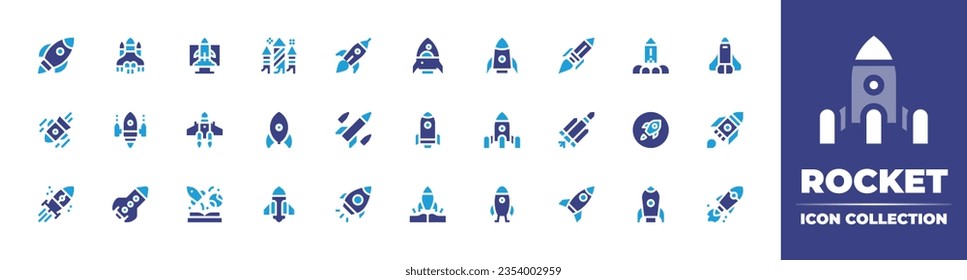 Rocket icon collection. Duotone color. Vector and transparent illustration. Containing rocket, astronomy, startup, spaceship, space ship, rockets, space rocket, imagination, rocket ship, and more.